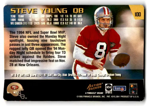 1995 Action Packed Monday Night Football #100 Steve Young NM Near Mint ID:67949 - Football Card Single