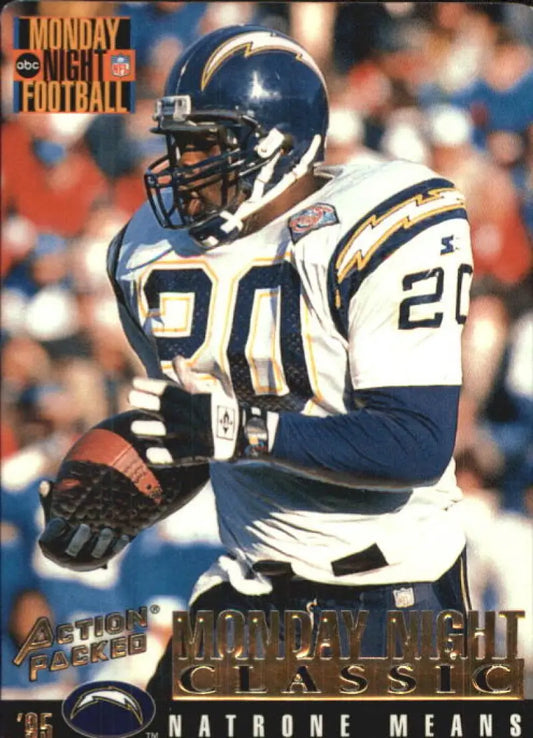 Original gloss Natrone Means football card from 1995 Action Packed Monday Night Football series