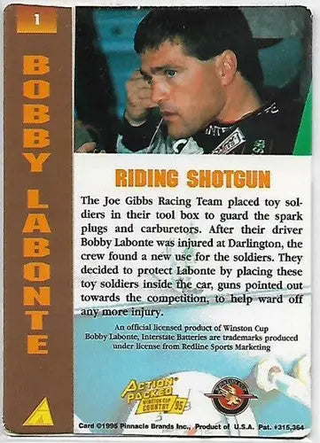 1995 Action Packed Winston Cup Country #1 Bobby Labonte NM-MT - Racing Card Single