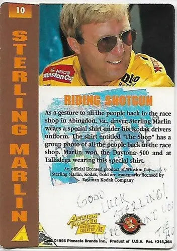 1995 Action Packed Winston Cup Country #10 Sterling Marlin NM-MT - Racing Card Single