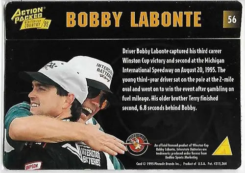 1995 Action Packed Winston Cup Country #56 Bobby Labonte/Joe Gibbs NM-MT - Racing Card Single