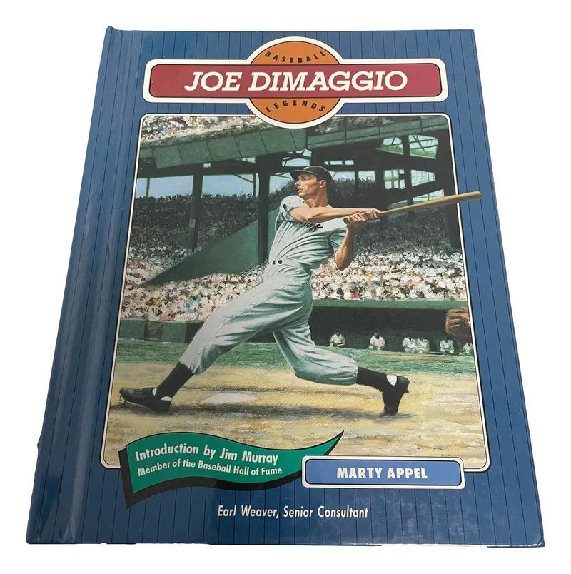 Book cover of 1995 Baseball Legends Book Chelsea featuring Joe DiMaggio swinging a bat