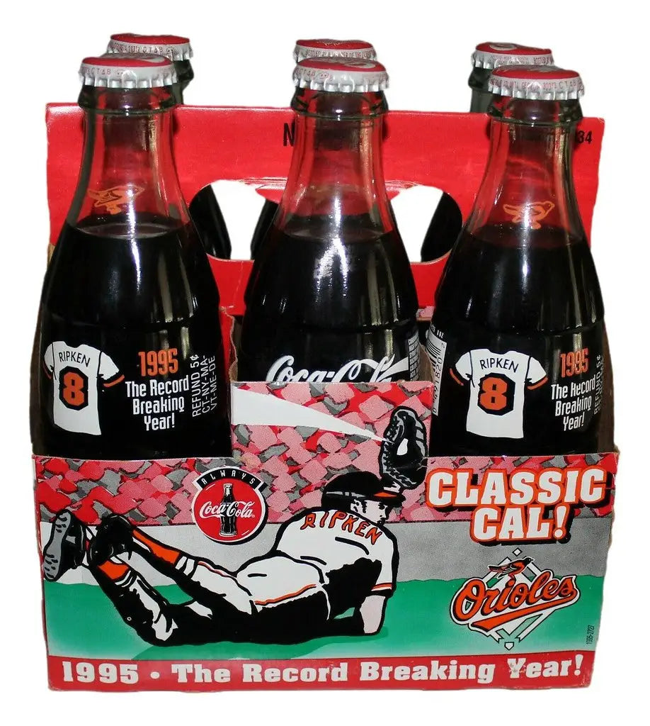 Six-pack of Coca-Cola bottles celebrating the Baltimore Orioles’ record breaking year
