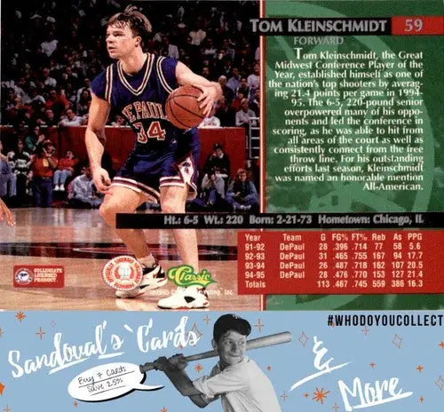 1995 Classic #59 Tom Kleinschmidt ID:45737 - Basketball Card Single