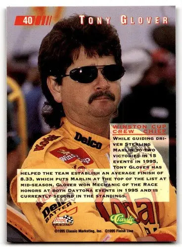 Original gloss Tony Glover racing card from 1995 Classic Images #40 NM-MT
