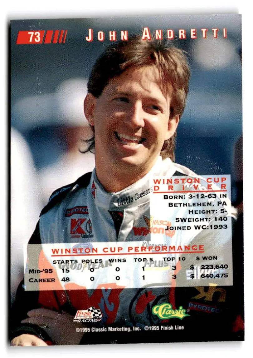 1995 Classic Images #73 John Andretti - Racing Card Single