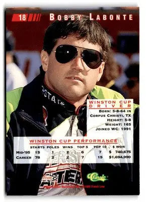 1995 Classic Images Bobby Labonte #18 Joe Gibbs Racing - Racing Card Single