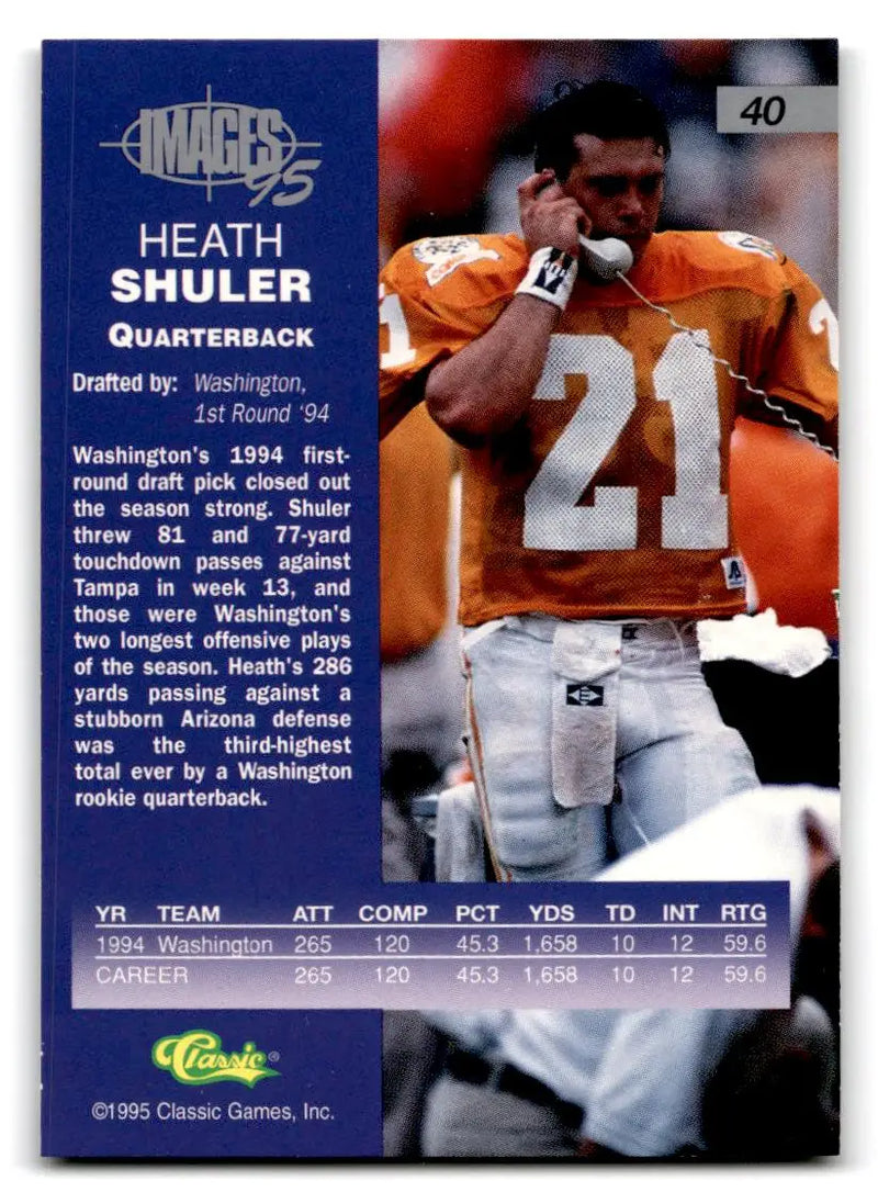 1995 Classic Images Four Sport #40 Heath Shuler - Football Card Single