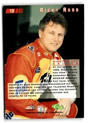 1995 Classic Images Ricky Rudd #10 Rudd Performance Motorsports - Racing Card Single