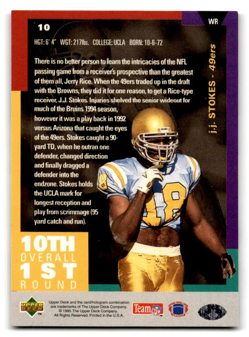 1995 Collector’s Choice #10 J.J. Stokes - Football Card Single