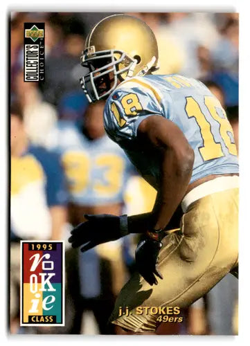 J.J. Stokes rookie football card with original gloss, NFL 49ers mint rc rookie image