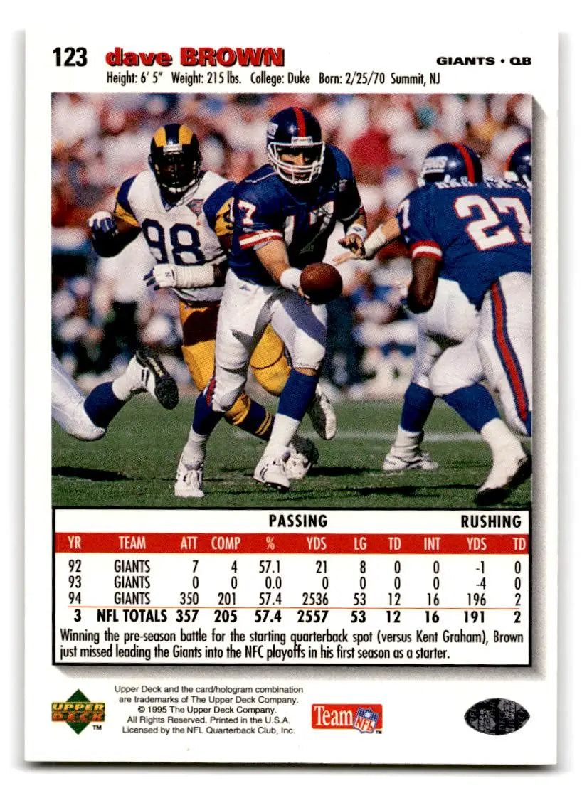 1995 Collector’s Choice #123 Dave Brown - Football Card Single