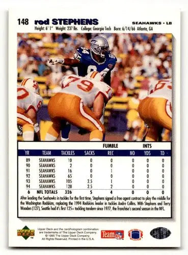 Original gloss Rod Stephens Washington Redskins football card from 1995 Collector’s Choice