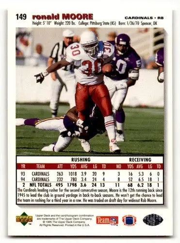 Original gloss Ronald Moore football card featuring Ronald Moore and the New York Jets