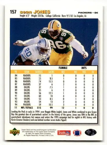 Original gloss Sean Jones Green Bay football card from 1995 Collector’s Choice #157