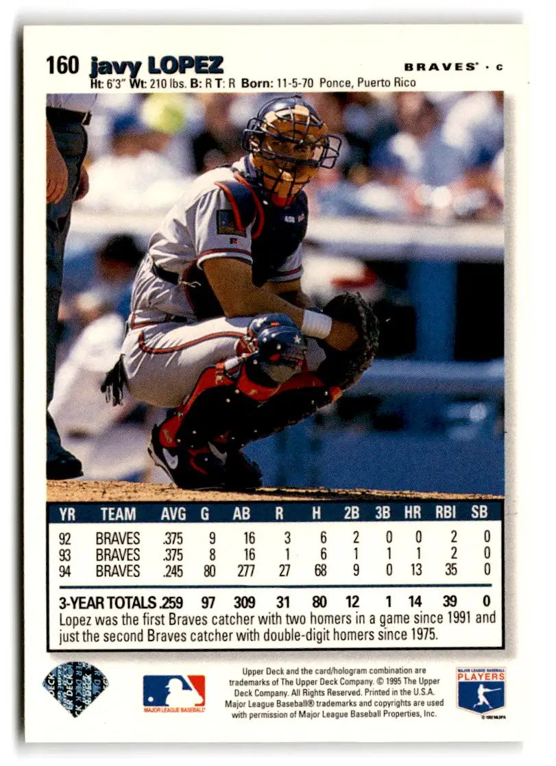 1995 Collector’s Choice #160 Javy Lopez - Baseball Card Single