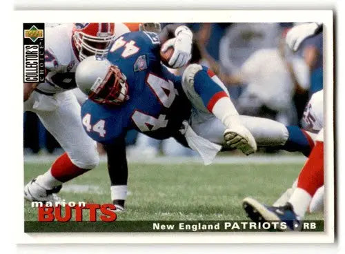 Original gloss football trading card featuring Marion Butts of the New England Patriots