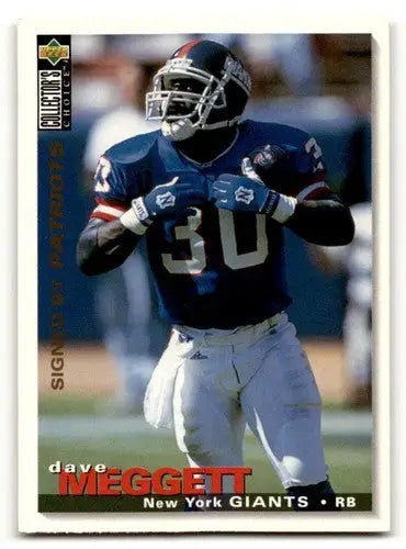 Original gloss Dave Meggett football card featuring England Patriots from 1995 Collector’s Choice