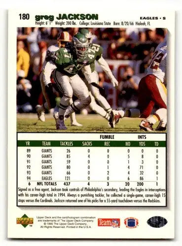 Original gloss Greg Jackson Philadelphia Eagles football card from 1995 Collector’s Choice