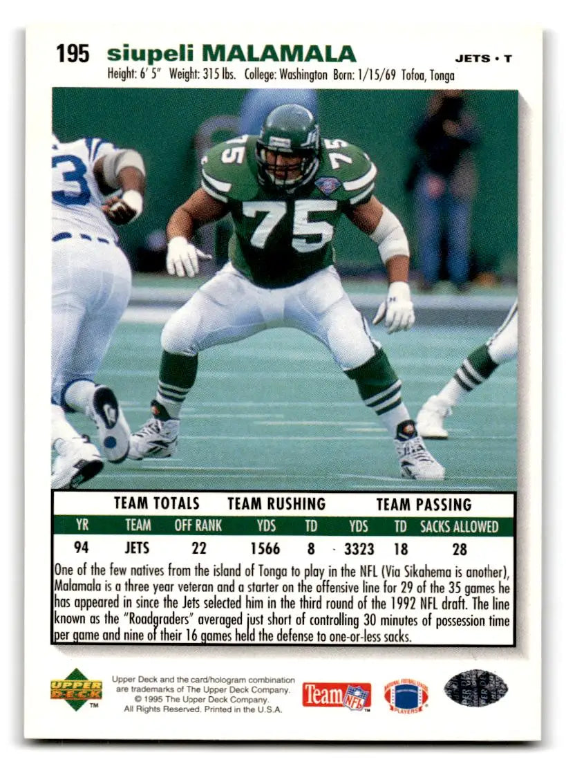 1995 Collector’s Choice #195 Siupeli Malamala Player’s Club - Football Card Single
