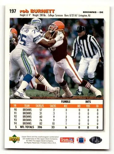 Original gloss Rob Burnett Cleveland football card from 1995 Collector’s Choice Browns