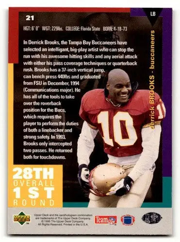 Derrick Brooks Tampa Bay Buccaneers football card from 1995 Collector’s Choice series