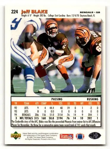Original gloss Jeff Blake Cincinnati football card from 1995 Collector’s Choice Bengals