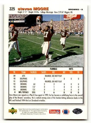 Original gloss Stevon Moore football card featuring Cleveland Browns collectible item