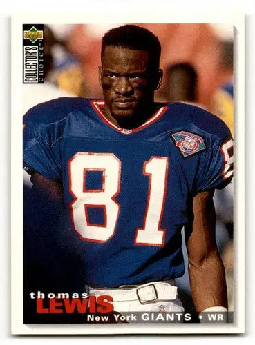 Original gloss Thomas Lewis football card from 1995 Collector’s Choice featuring New York Giants