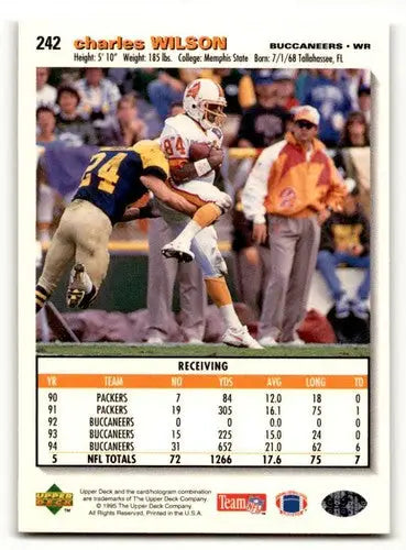 Original gloss Charles Wilson Tampa football card from 1995 Collector’s Choice Tampa Bay Buccaneers