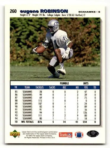 Original gloss Eugene Robinson football card of Seattle Seahawks player for 1995 Collector’s Choice