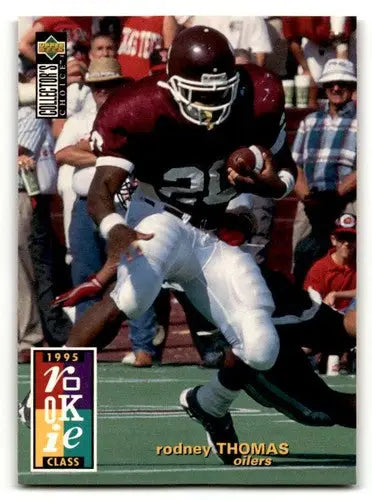 Football trading card featuring Rodney Thomas of the Houston Oilers from 1995 Collector’s Choice