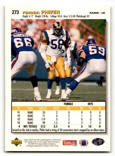 1995 Collector’s Choice #273 Roman Phifer St. Louis Rams Football Ca ID:59917 - Football Card Single