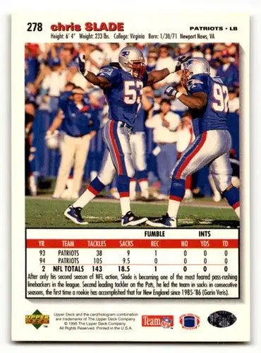 Chris Slade football card with original gloss from 1995 Collector’s Choice New England Patriots