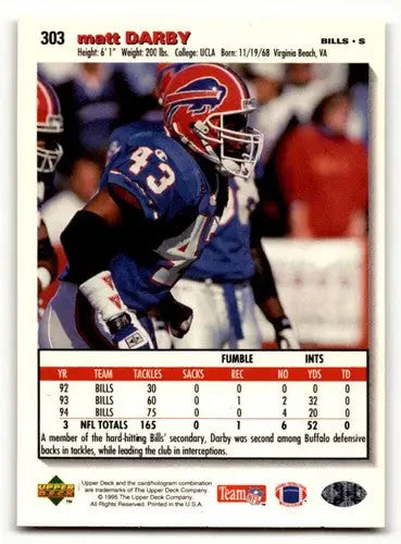 Buffalo Bills football card featuring Matt Darby from 1995 Collector’s Choice series