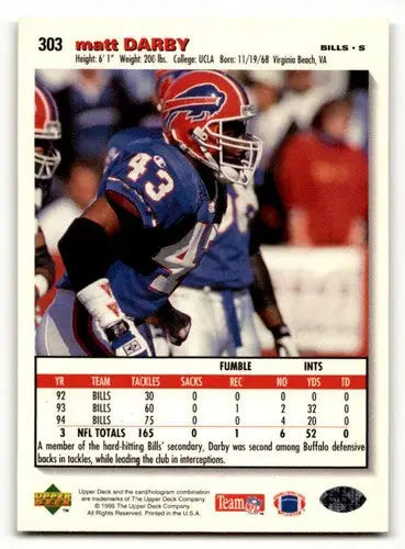Original gloss Matt Darby Buffalo football card from 1995 Collector’s Choice Buffalo Bills