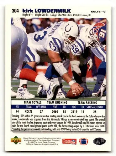 1995 Collector’s Choice #304 Kirk Lowdermilk Indianapolis Colts Foot ID:59873 - Football Card Single