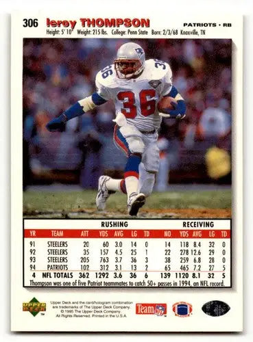 1995 Collector’s Choice #306 Leroy Thompson New England Patriots Foo ID:59890 - Football Card Single