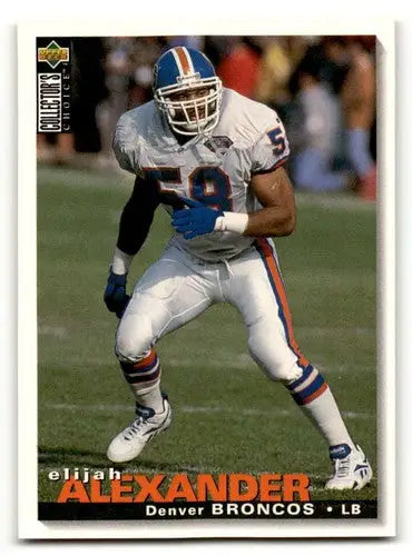 Elijah Alexander Denver football card from 1995 Collector’s Choice featuring Alexander Denver Broncos
