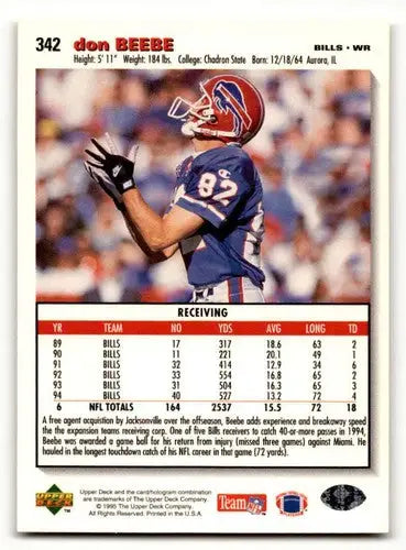 Original gloss Don Beebe Carolina Panthers football card from 1995 Collector’s Choice