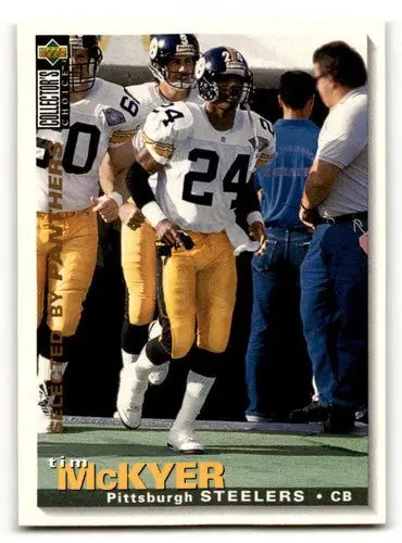 Original gloss Tim McKyer football card featuring Carolina Panthers player rookie memorabilia