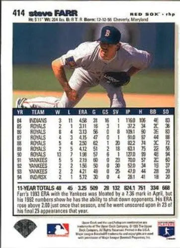 1995 Collector’s Choice #414 Steve Farr NM-MT Red Sox ID:70893 - Baseball Card Single