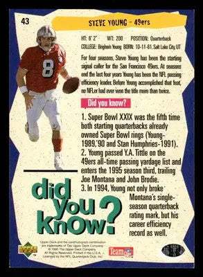 1995 Collector’s Choice #43 Steve Young - Football Card Single