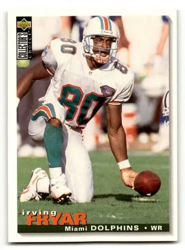 Original gloss football trading card featuring Irving Fryar Miami Dolphins player ID 59877