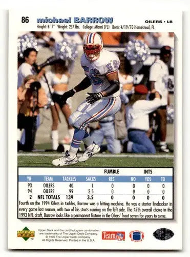 1995 Collector’s Choice #86 Micheal Barrow Houston Oilers Football C ID:59899 - Football Card Single