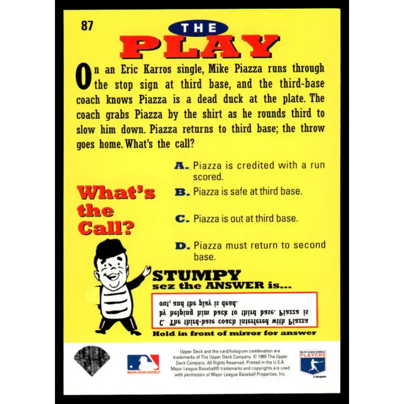 1995 Collector’s Choice #87 Mike Piazza EX/NM Los Angeles Dodgers Baseball Card - Baseball Card Single