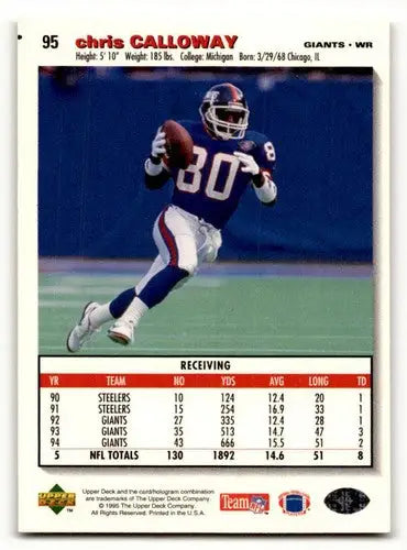 1995 Collector’s Choice #95 Chris Calloway New York Giants Football ID:59924 - Football Card Single