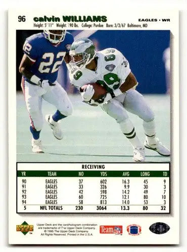 Original gloss Calvin Williams football card from 1995 Collector’s Choice Philadelphia Eagles