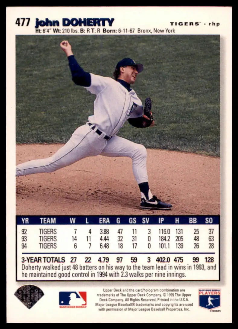 1995 Collector’s Choice John Doherty 477 Detroit Tigers LP - Baseball Card Single