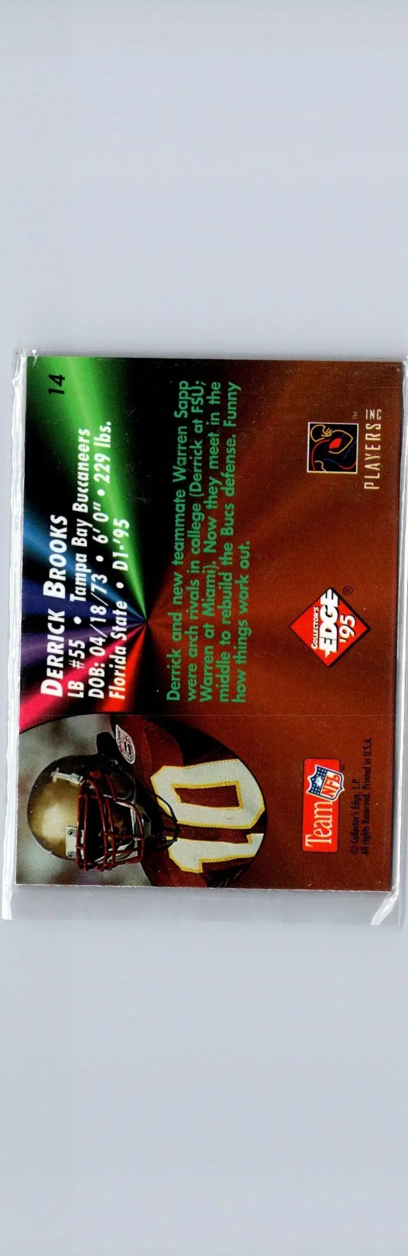 1995 Collector’s Edge #14 Derrick Brooks Rookies Black Label - Football Card Single